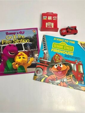 90s Vintage Fireman Curated Barney Sesame Street Richard Scarry Hot Wheels Toys
